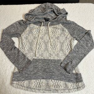 Gray and Cream Lace Hoodie by Miss Chievous